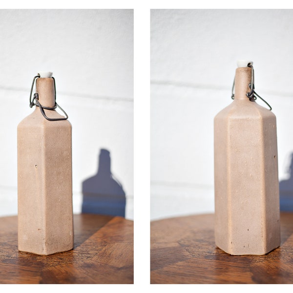 Old stoneware bottle, lemonade bottle, pottery, hexagonal bottle, decorative bottle, collection, kitchen, greystone bottle