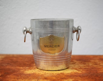 Vintage Le Trêfle aluminum champagne bucket, Mercier Epernay made in France, cooler, bar, tableware, barware, ice bucket
