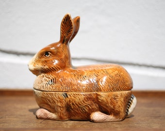 Terrine Michel Caugant, rabbit shape terrine, earthenware rabbit, kitchen, tableware, made in France, collection, rabbit
