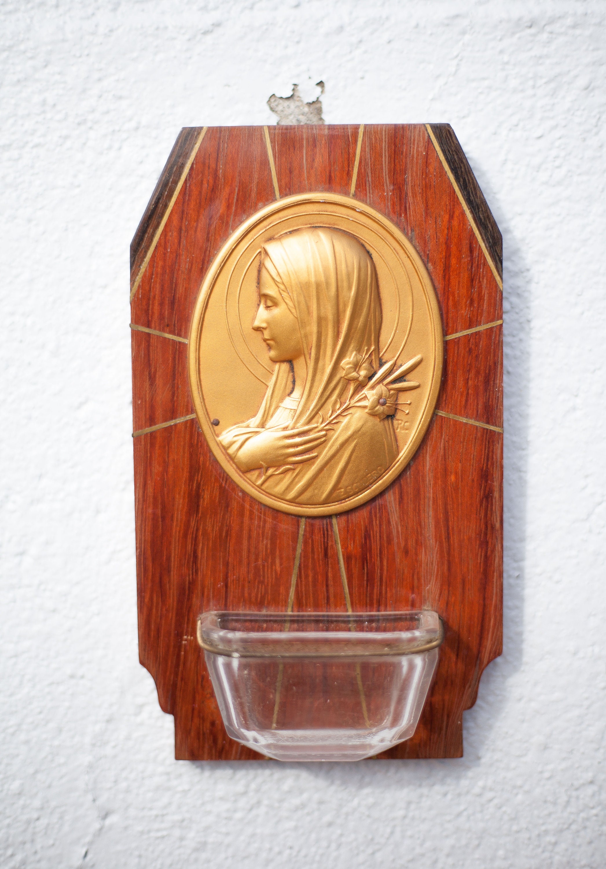 ANCIEN BÉNITIER PLÂTRE à la Vierge EUR 25,00 - FR