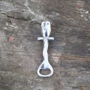 Vintage owl on branch bottle opener, vintage metal bottle opener, owl bottle opener, bar accessory, barware, bottle opener