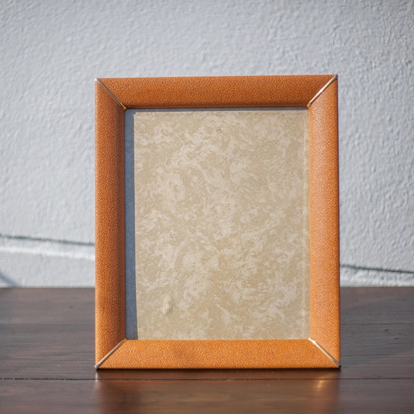 RESERVED //  cadre photo vintage, cadre à poser , encadré photo, encadrement, cadre photo skaï orange, décoration intérieur, photo frame