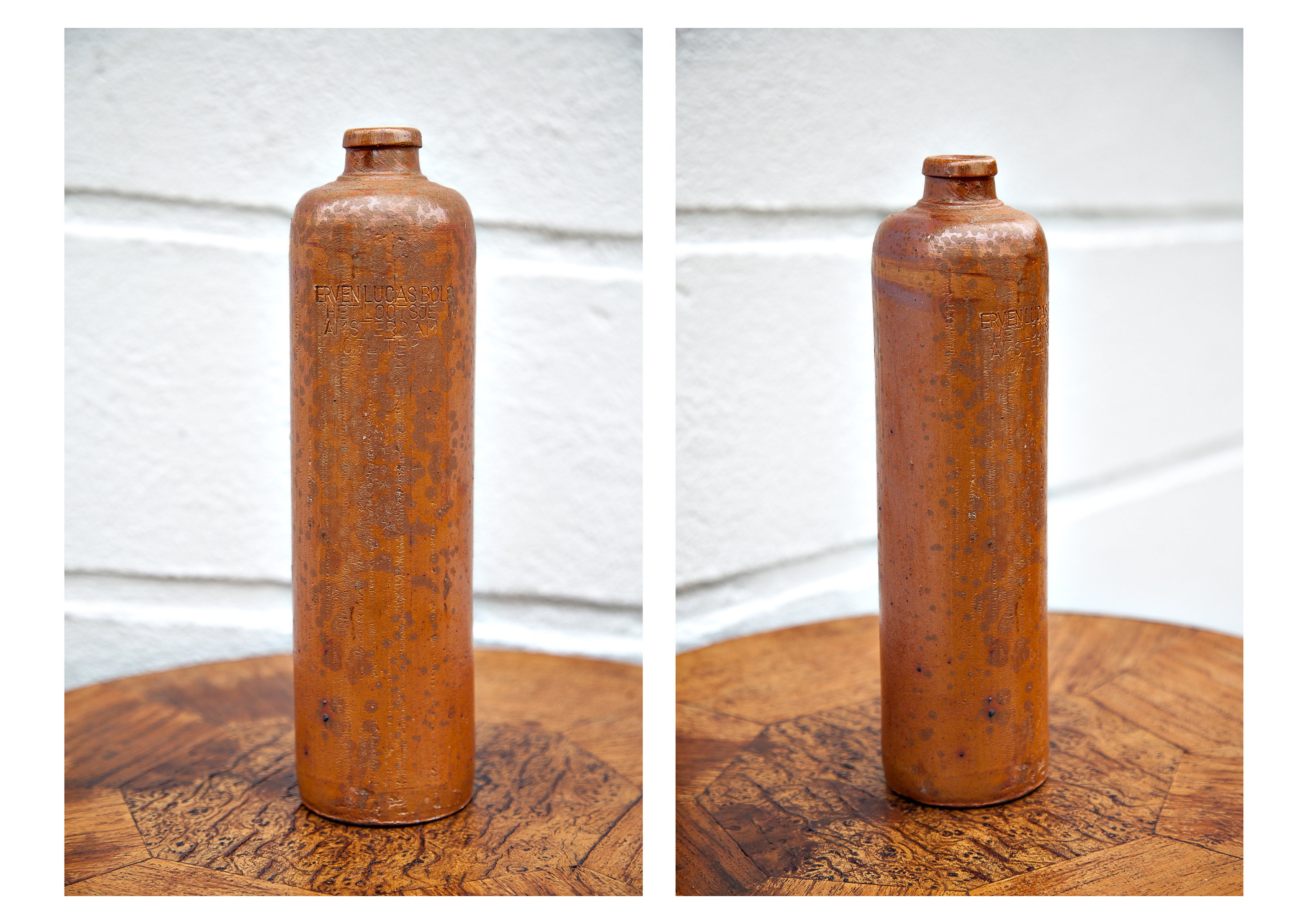 Bouteille Vintage, Bouteille Grès Ancienne, Erven Lucas Bols Amsterdam 0, 7 Liter, Décorative, Poter