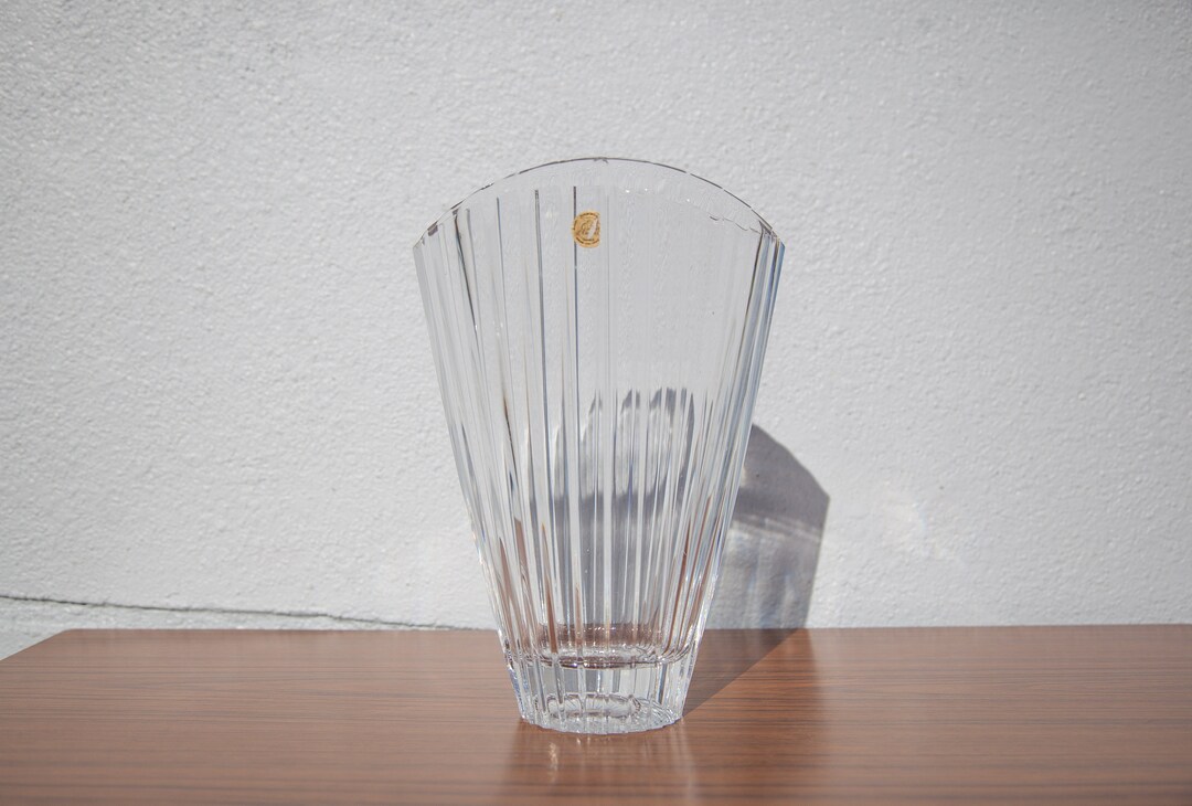 Arques Crystal Vase, Crystal Fan Vase, Made in France, Vintage Vase
