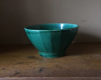 Vintage Keramikschale, smaragdgrün, Lunchschale, grüne Schale, Küche, Sammlung, 40er Jahre