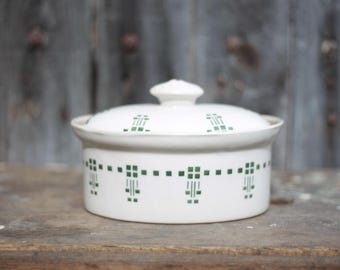 Vintage Art Deco porseleinen terrine, antieke terrine, keukengerei, gemaakt in Frankrijk, verzamelobject