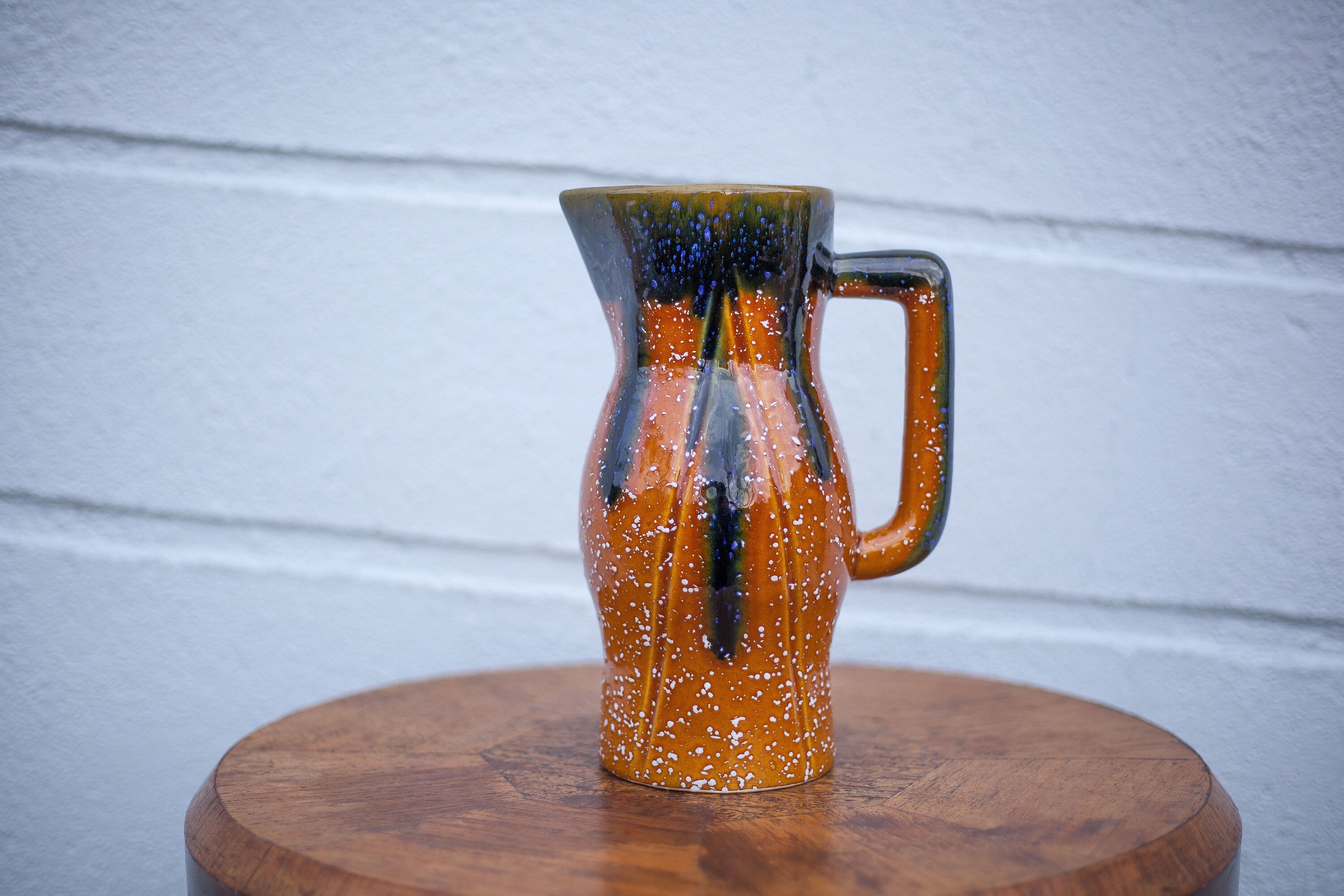 Pichet Pl Poet Laval France, Cruche Céramique, Pot à Fleurs, Vase Orange Citrouille, Orangeade, Coll