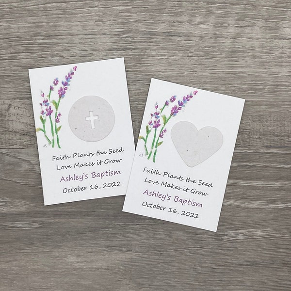 Lavender | Faith Plants the Seed | Baptism Favor | Communion | Confirmation | Plantable Seed Paper | Pink