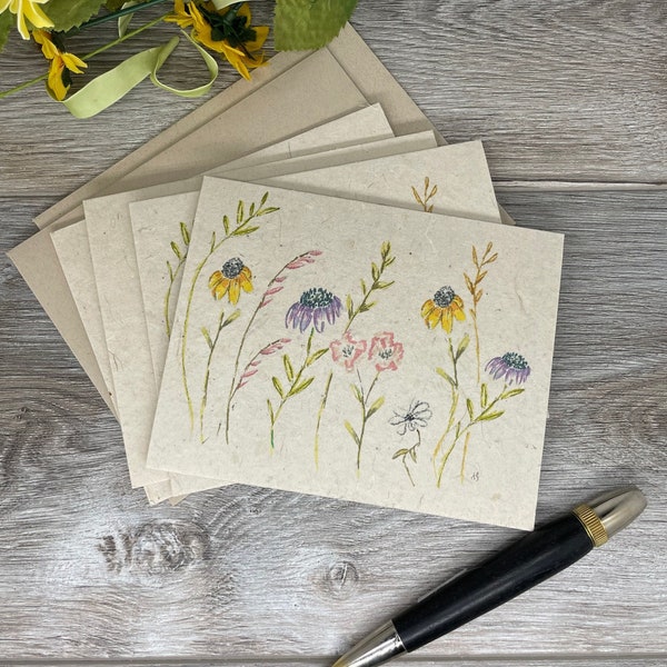 Wildflowers | Hand Drawn | Wildflower Seed Paper | Plantable Card | Wall of Wildflowers