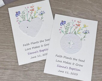 Plantable Baptism Favor: Wildflower Seed Paper, Personalized Communion Gift