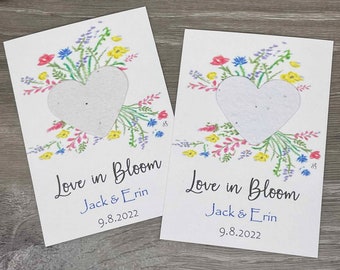 Wildflower Seed Paper Favor: Plantable Heart, Bridal Shower, Wedding