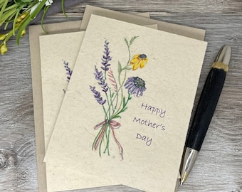 Mothers Day | Plantable Card | Wildflower Seed Paper | Hand Drawn | Eco-Friendly | Wildflower Bouquet