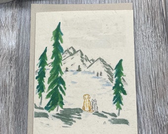 Dog Cat Plantable  Card | Wildflower Seed Paper | Hand drawn | Eco-Friendly