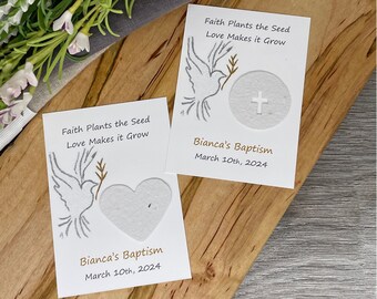 Dove | Baptism Favor | Communion | Confirmation | Faith Plants the Seed | Plantable Seed Paper