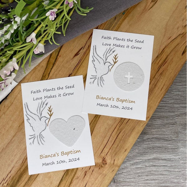 Dove | Baptism Favor | Communion | Confirmation | Faith Plants the Seed | Plantable Seed Paper