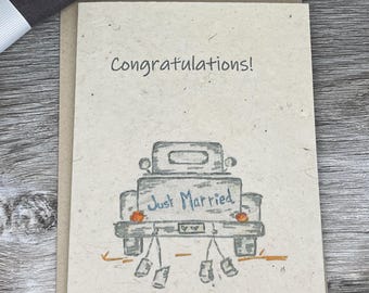 Congratulations Plantable Card | Wildflower Seed Paper | Hand Drawn | Wedding | Rustic Truck