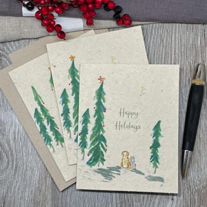 Plantable Holiday Card | Christmas Card | Wildflower Seed Paper |  Hand Drawn | Dog Cat
