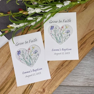 Wildflower | Baptism | Confirmation | Grow In Faith | Plantable Seed Paper| Hand Drawn |  Botanical | 2 inch heart