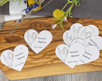 Baptism | Confirmation | Communion | LARGE 2.5 inch Plantable Heart | Custom | Bulk Plantable Hearts | Dove | Ecofriendly