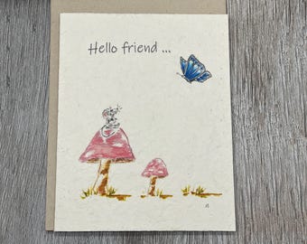 Plantable Card | Wildflower Seed Paper | Hand Drawn | Hello Friend