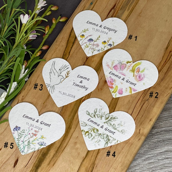 2.5 inch Plantable Heart | Wedding Favor | Bridal | Baptism | Custom | Bulk Plantable