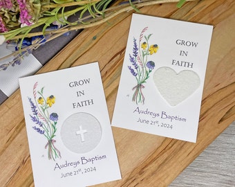 Plantable Wildflower Seed Paper Favor: Baptism, Communion, Confirmation. Grow in Faith. Wildflower Bouquet