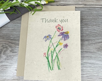 Thank You | Hand Drawn | Plantable Cards | Plantable Seed Card | Wildflower Seed Paper | Field of Purple | Set of 6