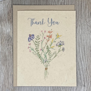 Thank You | Plantable Card | Wildflower Seed Paper | Hand Drawn | Eco Friendly | Wildflower Bunch