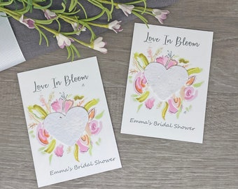 Love in Bloom Plantable Favors |  Bridal Shower | Wedding | Plantable Seed Paper | Eco Friendly | Roses