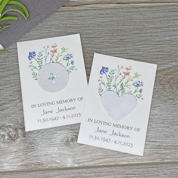 Wildflowers | Memorial Favor | Funeral Favor | Hand Drawn | Celebration of Life | Plantable Seed Paper