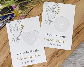 Plantable Baptism Favor | Communion | Confirmation | Plantable Paper | Grow In Faith | Dove