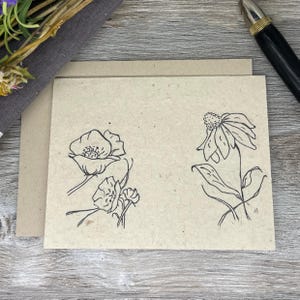 Plantable Card | Wildflower Seed Paper | Hand Drawn | Charcoal Sketch | ecofriendly
