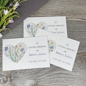 Wildflower Seed Paper Funeral Favor: Hand-Drawn Botanical Heart