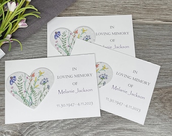 Wildflower Seed Paper Funeral Favor: Hand-Drawn Botanical Heart