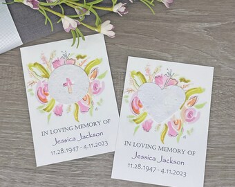 Funeral Favor | Memorial | Celebration of Life | Plantable Seed Paper| Hand Drawn | Roses