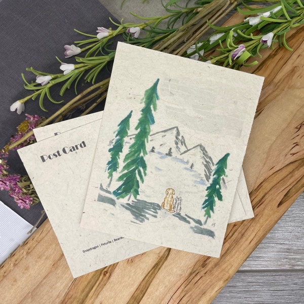 Post Card | Dog Cat | Plantable Card | Hand Drawn | Wildflower Seed Paper