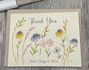 Thank You Plantable Card | Wildflower Seed Paper | Personalized | Hand Drawn  | Eco-Friendly | Wall of Flowers
