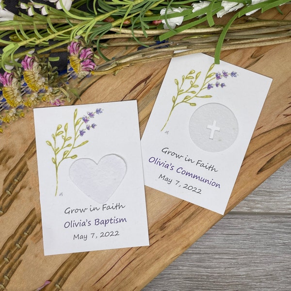 Lavender | Baptism Favor | Confirmation | Grow in Faith | Plantable Seed Paper