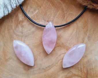 Rose Quartz Pendant Navette