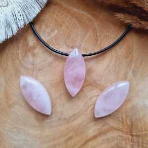 Rose Quartz Pendant Navette image 1