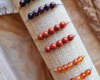 Macrame bracelet - garnet, jasper, carnelian / handmade