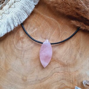 Rose Quartz Pendant Navette image 5