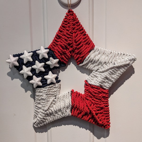 Woven Patriotic Red White Blue Star Wall Decor