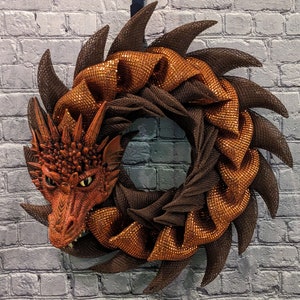 Copper Chocolate Brown Dragon Wreath