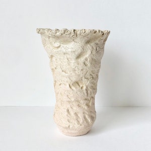 Feathers, Flowers, & Rings - Cream Imprinted Texture Vase