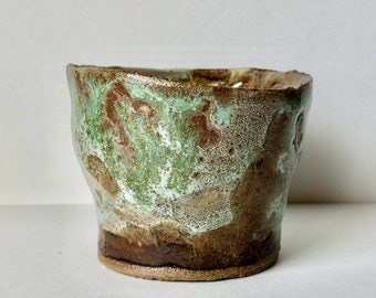 Mint Green & Espresso Glazed Cup