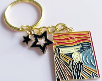 Llavero de "El Grito" de Edvard Munch: Arte noruego, tono dorado