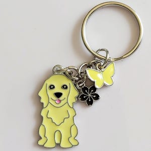 Golden Retriever Keyring. Dog Bag Keychain or Bag Charm – Golden Dog Lover Gift – Silver tone for Backpack or Keys – Pet Lover