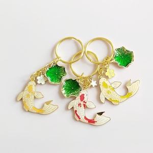 Koi Carp Keychain: Gold Tone, Sakura or Star Charm