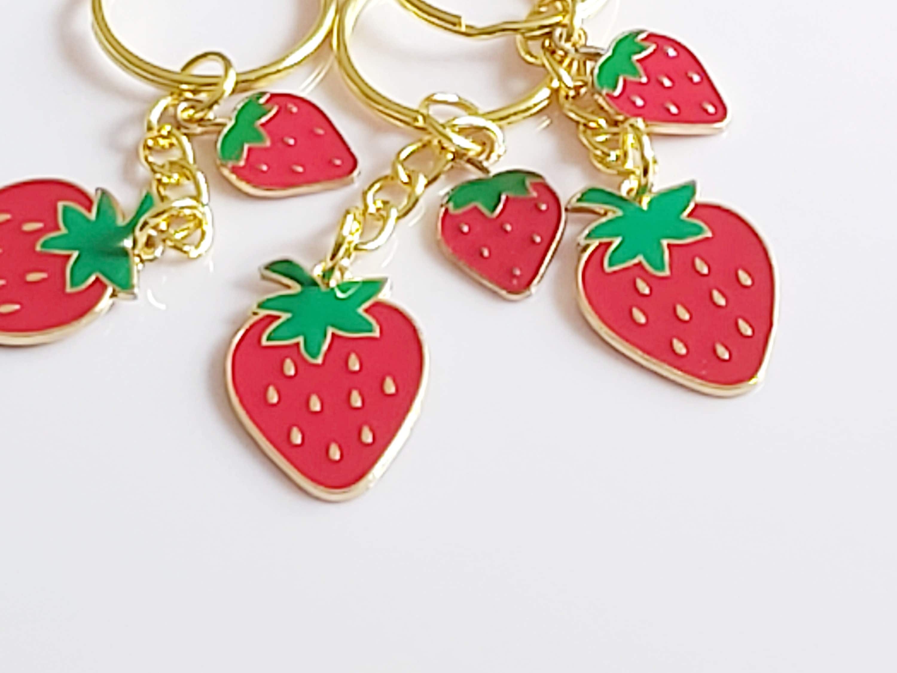 Miniblings Fragola Strawberry Charm Rosso Puntini Bianchi - Gioielli Moda in Argento a Mano I Pendenti - Braccialetto di Fascino - Ciondolo per Il Braccialetto
